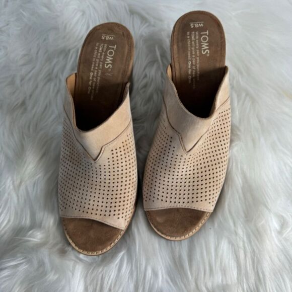 Toms Majorca Sandstorm Perforated Nubuck Heels Sz 8.5 - Picture 4 of 6
